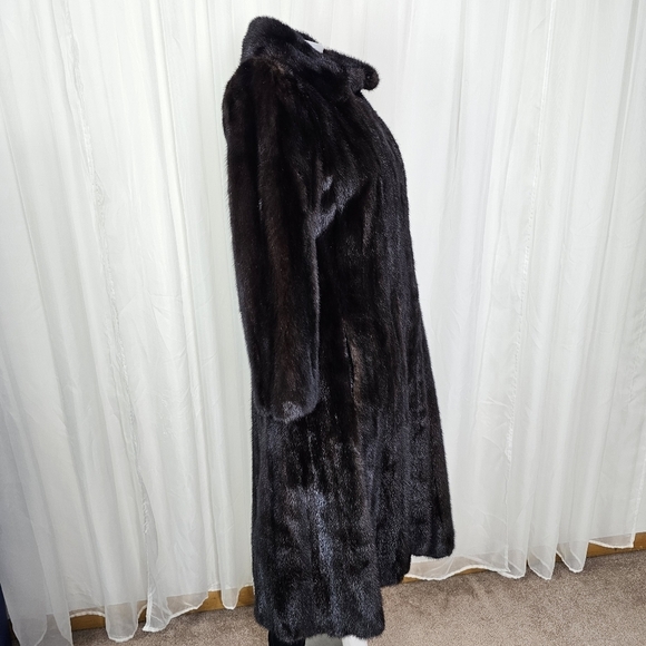 Authentic real mink fur coat deep chocolate brown small GORGEOUS! Long length - Picture 7 of 12
